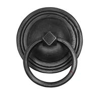 Antique Wooden Door Handle, Vintage Brass Pull Ring, Classic Solid Copper Fittings with 0.9cm Thick Ring Door Hardware & Locks(Nero)