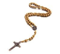 Antique Wooden Rosary Necklace - Handmade Weave Prayer Jewelry for Women, Spiritual Gift for Christians, Meditation & Everyday Wear, Durable Vintage Religious