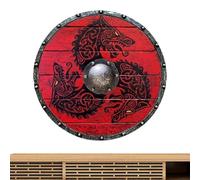 Antique Wooden Shield - Medieval Cosplay Prop 30x30cm, Battle Ready Soldier Decor Handmade | Authentic Vintage Style Wall Display Stand for Use I