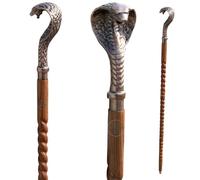 Antique Wooden Walking Stick Cane Snake Style Antique Brass Handle Handmade Gift