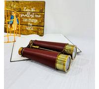 Antique Working Brass Binocular Brown Leather Vintage & Marine Binoculars for Hiking, Camping, Hunting, Bird Watching Nautical Pirate Navy Binocular