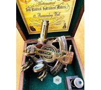 ANTIQUE WORKING VINTAGE NAUTICAL GERMAN MARINE BRASS SEXTANT WITH WOODEN BOX