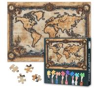 Antique World Map Jigsaw Puzzles 1000 Pieces for Adults Difficult Challenge World Map Puzzles for Adults Gifts Jigsaw Puzzle for Family Party Home Decoration 27.5"X19.7"
