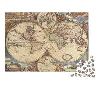 Antique World Map Puzzles 1000 Piece Challenge Game for Adults, Impossible Jigsaw Puzzles 1000 Piece Educational Games for Adults Or Families 52x38cm/1000pcs