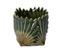 Antiqued Ceramic Fan Leaf Small Pot Cover By Gisela Graham