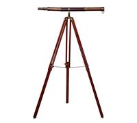 Antiqueex Nautical Antique Floor Standing Brass Telescope Navy Adjustable Vintage Home Decor Arc Design Brown Woodeen Tripod Telescop