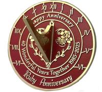 ANTIQUEMEDIEVAL 40th Ruby Anniversary Sundial 2025 Gift For Couple 10"
