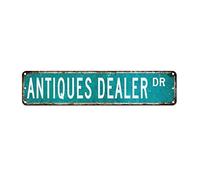 Antiques Dealer Vintage Wall Decor Metal Sign Street Sign Antiques Dealer Gift Retro Wall Decor Home Quality Profession Sign Wall Plaque Wall Art Metal Tin Sign for Kitchen Bedroom Front Porch