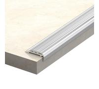 AntiSlip Aluminum Stair Nosing Edge Trim 49/51in LShaped Step Protector with Rubber Strip Durable 3cm Metal Tread Molding 90x3.2x1.2cm