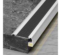 AntiSlip LED Step Edge 100cm Black Aluminum Stair Protection for Concrete Tile Wood Metal6x2.4cm Safety Trim for Indoor/Outdoor Use