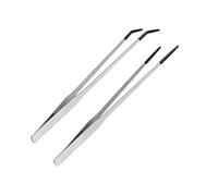 Antislip Silicone Coated Reptiles Feeding Tweezers Set of 2 Ergonomic Tongs Forceps for Delicate Handling Tool Straight and Curved Feeding Tongs for Pet