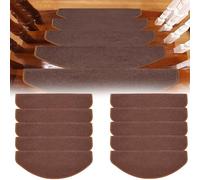 AntiSlip Stair Treads Mats 12 PCS Brown SelfAdhesive Indoor Carpet Runner 80 CM Curved S Polypropylene for Safe Steps in Apartments