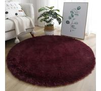 AntiSlip Thick Velvet Pile Rug, Large Shaggy Soft Area Carpet Mat for Bedroom, Living Room, Nursery, Features Non Slip Backing for Secure Placement on Floors (60CM Wine Red)