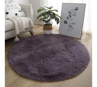 AntiSlip Thick Velvet Pile Rug, Large Shaggy Soft Area Carpet Mat for Bedroom, Living Room, Nursery, Features Non Slip Backing for Secure Placement on Floors (80CM Gray Purple)