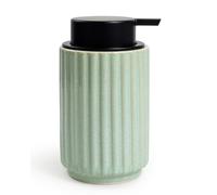 ANTIS'S HOME Ceramic Soap Dispenser 310ml - Refillable Liquid Soap Bottle with Wide Pump for Bathroom or Kitchen - Modern Green Striped Design, Ideal for Hand Soap, Washing Up Liquid or Lotion