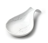 ANTIS'S HOME Ceramic Spoon Rest, Mable White Spoon Holder, Heat Resistant Rest for Kitchen Counter, Teaspoon and Cooking Utensil Rest, Decorative