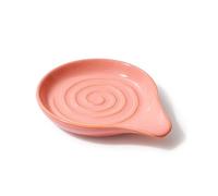 ANTIS'S HOME Ceramic Spoon Rest with Natural Spiral Pattern - Handcrafted Stoneware Utensil Holder - Heatproof, Dishwasher Safe - Elegant Sage Pink for Rustic or Modern Kitchens