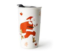 ANTIS'S HOME Festive Christmas Ceramic Mug with Lid - 300ml Double Wall Coffee Cup for Holiday Drinks | Reusable Tea Travel Mug for Office, Home & Christmas Celebrations - Jingle & Joy