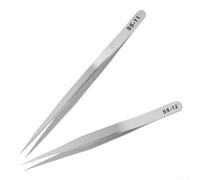 Antistatic Fine Tip Stainless Steel Tweezers for Detailed Repair and Maintenance of Small Digital Devices and Circuit Boards (SS-12)