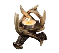 Antler Candle Holder, Rustic Deer Tealight Holder Set for Votive Candles, Wildlife Woodland Cabin Lodge Decor for Mantelpiece & Christmas Table Centrepiece (Brown)