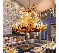 Antler Chandelier Large Double Layer, Resin Deer Antler Chandelier Lighting 12 Lights, Farmhouse Antler Light Fixtures Rustic Deer Horn Chandelier for Dining Room Living Room, 12 Lights 15 A
