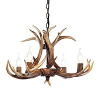 antler chandelier lighting deer lamp vintage rustic farmhouse chandelier light fixture for dining room kitchen island bedroom entryway foyer(4 lights, brown)
