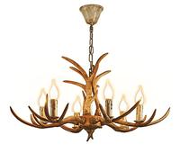 Antler Chandelier, Rustic Vintage Ceiling Light with 6 E14 Spiral Lamp Holders, Interiors, Faux Antler Hanging Lights for Dining Room, Living Room, Bar, Cafe, Corridor