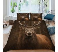 Antler Deer Body Bedding Set 3D Design Aesthetic Forest Animal Duvet Cover Set 3 Pieces Chic Breathable Comforter Cover Universal for All Seasons with Pillowcase King（220x240cm）