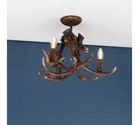Antler Design Ceiling Light Fitting Rustic Natural 3 Way Living Room LED Bulbs