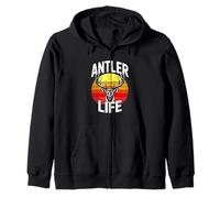 Antler Life Deer Hunting Buck Sunset Antler Life Zip Hoodie