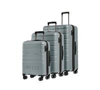 ANTLER - Logo Hard Shell Suitcase Set - Cabin, Medium & Large, Durable & Lightweight, 4 Spinner Wheels - Adjustable Handle, TSA Lock, Cool Grey