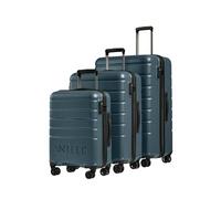 ANTLER - Logo Hard Shell Suitcase Set - Cabin, Medium & Large, Durable & Lightweight, 4 Spinner Wheels - Adjustable Handle, TSA Lock, Blue Grey