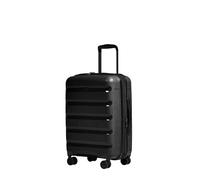 ANTLER - Logo Stripe Hard Shell Cabin Suitcase with Zip Expander, 55 x 22 x 38cm 39L, Lightweight, 4 Spinner Wheels - Carry On Luggage, TSA Lock - Black