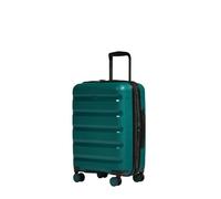ANTLER - Logo Stripe Hard Shell Cabin Suitcase with Zip Expander, 55 x 22 x 38cm 39L, Lightweight, 4 Spinner Wheels - Carry On Luggage, TSA Lock - Deep Teal