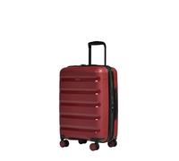 ANTLER - Logo Stripe Hard Shell Cabin Suitcase with Zip Expander, 55 x 22 x 38cm 39L, Lightweight, 4 Spinner Wheels - Carry On Luggage, TSA Lock - Soft Red