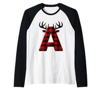 Antler Plaid A Bold Checkered Monogram Raglan Baseball Tee