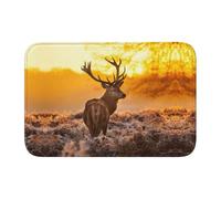 Antler Red Deer Crystal Velvet Lock Edge Floor Mat 40x60, Non Slip, Easy To Clean, Comfortable Foot Feel