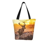 Antler Red Deer Fashion Canvas Tote Bag With All Over Print Design,Large Reusable Shopper Tote With Double Handles,Beach Tote, Weekend Bag