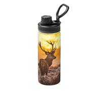 Antler Red Deer Print Stainless Steel Thermos Bottle with Handle,Sports Bottle,Suitable for Cycling,Fitness