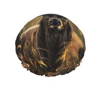 Antler Red Deer Printed Double Layer Lined Shower Cap,Shower Caps For Women Reusable