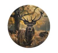 Antler Red Deer Printed Gaming Mouse Pad 2 PCS, Round Non-Slip Rubber Base Laptop Mousepad Desk Mat for Gamer, Office, Home