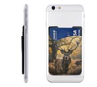 Antler Red Deer Printed Phone Card Holder Wallet Sleeve PU Leather Phone Pocket Compatible with iPhone Samsung Galaxy