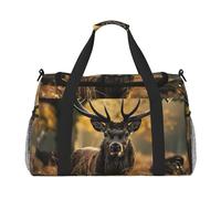 Antler Red Deer Printed Travel Duffle Bag for Men Women Large Sport Gym Bag Handbag with Shoulder Strap for Travel Weekend Fishing Hunting