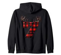 Antler Seven Lumberjack Plaid Birthday Forest Zip Hoodie