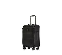 ANTLER - Soft Stripe 2.0 Cabin Suitcase - easyjet Compatible Bag 55x35x20 - Adjustable Handle, 4 Spinner Wheels, Lightweight, TSA Lock - Recycled Polyester Luggage - Black