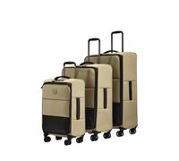 ANTLER - Soft Stripe 2.0 Suitcase Set - Cabin, Medium & Large, Durable & Lightweight, 4 Spinner Wheels - Adjustable Handle, TSA Lock, Recycled Polyester Luggage - Sand Yellow