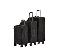 ANTLER - Soft Stripe 2.0 Suitcase Set - Cabin, Medium & Large, Durable & Lightweight, 4 Spinner Wheels - Adjustable Handle, TSA Lock, Recycled Polyester Luggage - Black