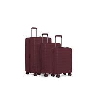 ANTLER - Stamford 2.0 Hard Shell Suitcase Set - Cabin, Medium & Large, Durable & Lightweight, 4 Spinner Wheels - Adjustable Handle, TSA Lock, Berry Red