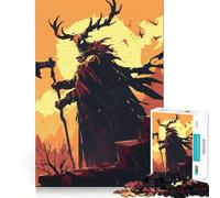 Antlered Figure with Axe Jigsaw Puzzles 1000 Piece for Adults Stress Relief Smooth Cut Fun Play (38x52cm)