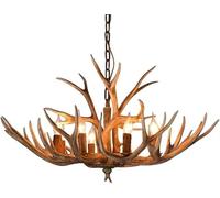 Antlers Chandelier, Antler Ceiling Light, Lamp, Resin 6 Light for Study Room, Office, Dining Room, Bedroom, Living Room Chandelier